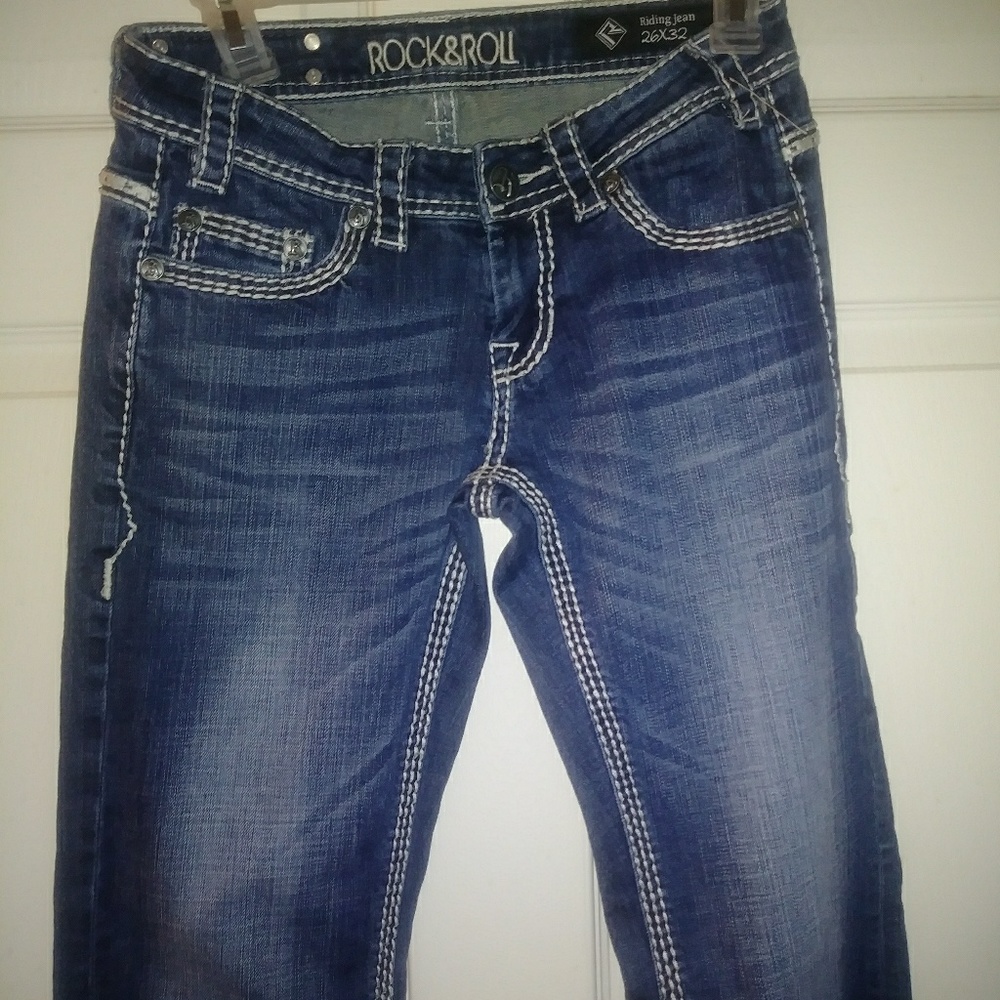 Rock & Roll Cow girl riding jeans